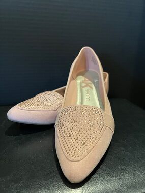 Anne Klein Sport Blush Pink Pointed Toe Studded Flats